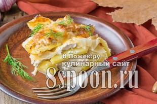 Запеканка с курицей и картошкой в духовке фото