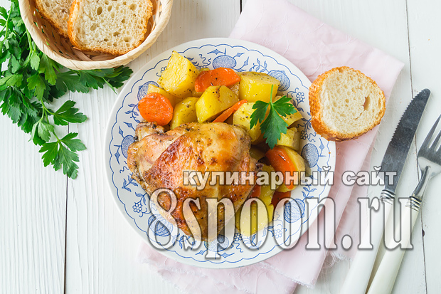 Курица с картошкой в рукаве в духовке фото_04