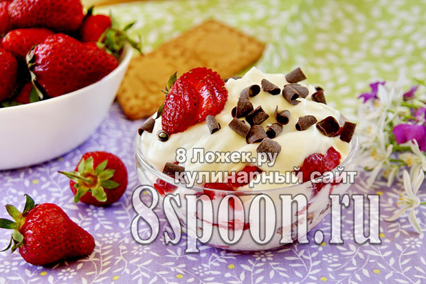 Десерт из клубники со сливками и печеньем фото_9