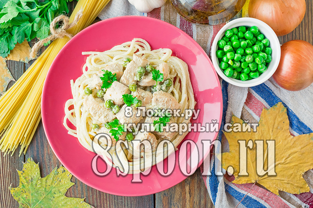 Спагетти с курицей в сливочном соусе фото, фото рецепт спагетти с курицей в сливочном соусе