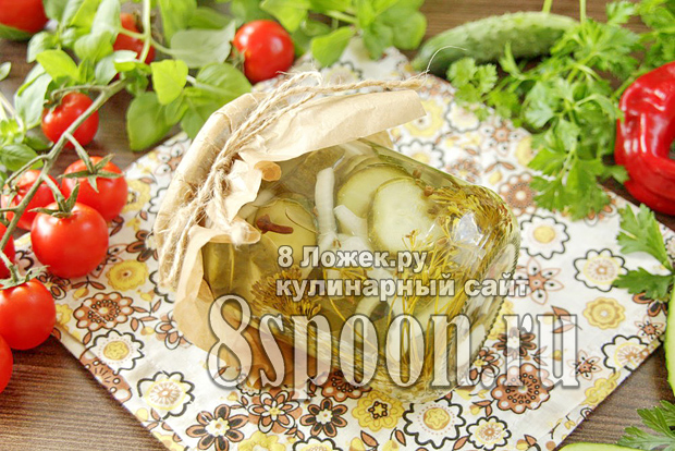 Салат из огурцов на зиму с луком фото