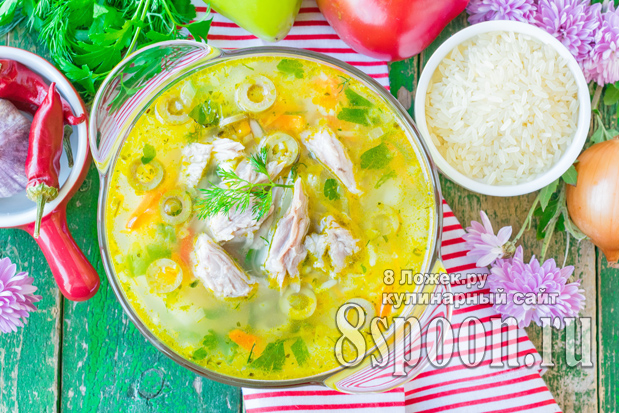 Суп на свином бульоне с рисом фото